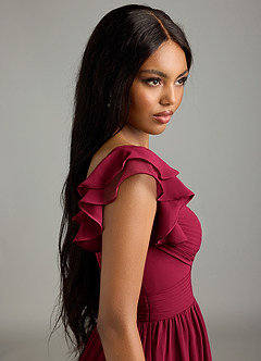 Azazie Anaya Bridesmaid Dresses Burgundy A-Line Sweetheart Neckline Chiffon Dress image7