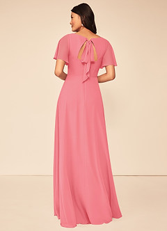 Azazie Kimber Bridesmaid Dresses Flamingo A-Line Flounce Sleeve Chiffon Dress image5