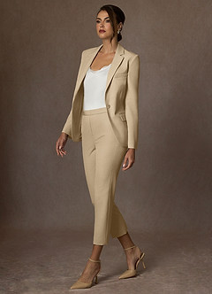front Kennedy Champagne Structured Stretch Pants Suit