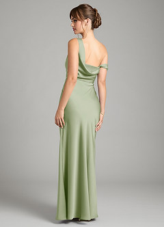 Azazie Madelyn Bridesmaid Dresses Dusty Sage Mermaid One Shoulder Stretch Satin Convertible Dress image2