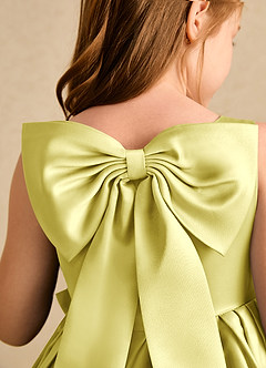 Azazie Jessie Flower Girl Dresses Lemon Sorbet A-Line Bow Matte Satin Dress image8