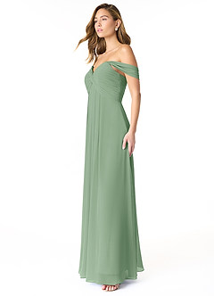 Azazie Kaitlynn Bridesmaid Dresses Matcha Empire Ruched Chiffon Convertible Dress image6