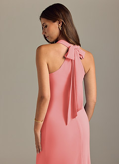 Azazie Doretta Bridesmaid Dresses Coral Mermaid Pleated Chiffon Dress image2