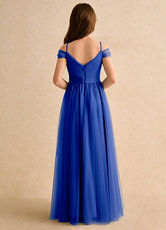 Azazie Yuna Girls Formal Abiti da Ragazza di Fiori Abito A-Line in Tulle Spalle Scoperte Blu Reale image2
