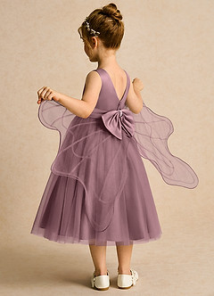 Azazie Pear vestidos de niña de las flores Vestido de Malva Vintage de Tul de Princesa con Lazo image5