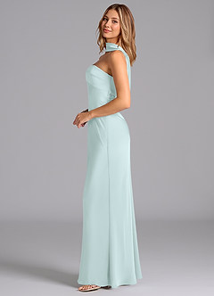 Azazie Lusinda Bridesmaid Dresses Sea Glass Mermaid Strapless Stretch Satin Dress image5