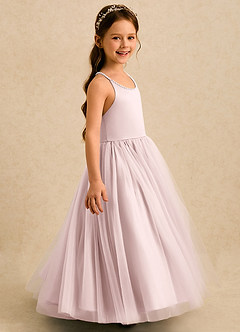 Azazie Aurora Blumenmädchenkleider A-Linie Schleifen Tüll Kleid Zartrosa image4