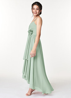 Azazie Catalina Junior Agave A-Line Ruched Chiffon Dress image5