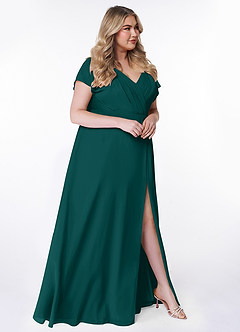 Azazie Rylee Bridesmaid Dresses Peacock A-Line Pleated Chiffon Dress image9