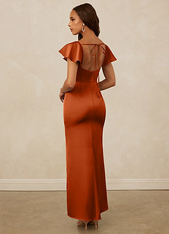 Christian Siriano Bridal for Azazie 1005 Bridesmaid Dresses Burnt Orange Sheath Sweetheart Neckline Stretch Satin Dress image4