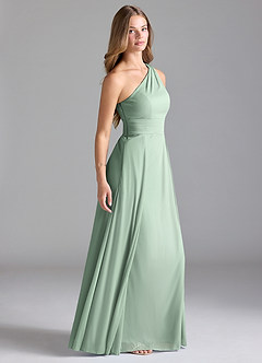 Azazie Dallas Final Sale Agave A-Line One Shoulder Mesh Dress image4