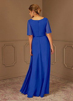 Azazie Tricia Abiti per la Madre della Sposa Abito A-Line in Chiffon con Scollo a V a Pieghe Blu Reale image5