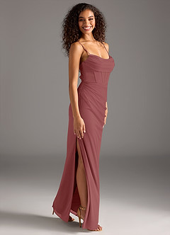 Azazie Mai Bridesmaid Dresses Amethyst Sheath Pleated Mesh Dress image8