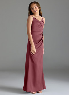 Azazie Maci Junior Desert Rose Mermaid Pleated Stretch Satin Dress image4