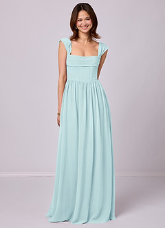 Barbie ♥ Azazie Bridesmaid Dresses Sea Glass A-Line Corset Chiffon Dress image2