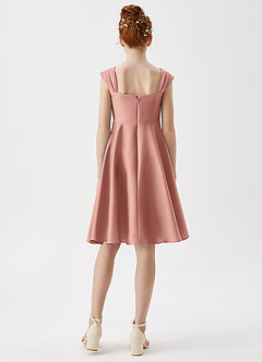 Azazie Amira Junior Rosette A-Line Pleated Stretch Satin Dress image2