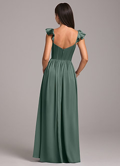 Azazie Denisse Bridesmaid Dresses Sea Moss A-Line Ruched Stretch Satin Dress image2