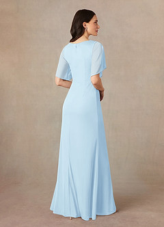 Azazie Selah Mother of the Bride Dresses Sky Blue A-Line V-Neck ruched Mesh Dress image4