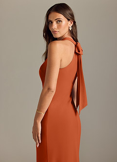 Azazie Doretta Bridesmaid Dresses Burnt Orange Mermaid Pleated Chiffon Dress image6