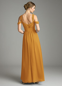 Azazie Lianne Bridesmaid Dresses Butterscotch A-Line Off the Shoulder Chiffon Dress image7