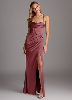Azazie Brookelle Bridesmaid Dresses Desert Rose Sheath Sweetheart Corset Stretch Satin Dress image4