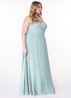 Azazie Davis Abiti da Damigella Abito A-Line in Chiffon con Scollo a V Nebbia image10