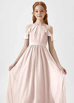 Azazie Chaya Junior Vestido de Pétalo De Rosa de Gasa de Corte En A con Vestidos sin tirantes image1