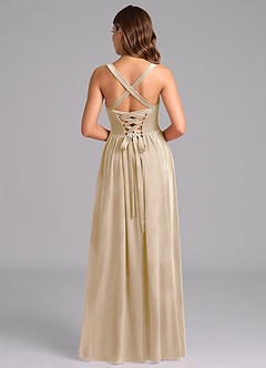 Azazie Francis Robes de demoiselle d'honneur Robe Trapèze en velours Corset Champagne image5