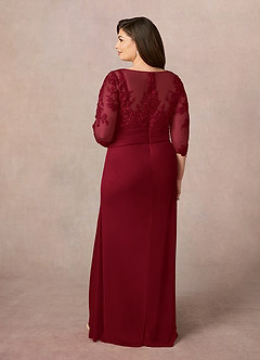 Azazie Fatemah Mother of the Bride Dresses Burgundy Mermaid Scoop Lace Lace Dress image9