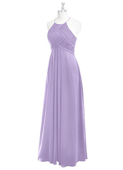 Azazie Ginger Bridesmaid Dresses Lilac A-Line Halter Pleated Chiffon Dress image8