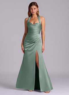Azazie Destiny At-home Try On Dresses Sangria Mermaid Sweetheart Neckline Stretch Satin Dress image4