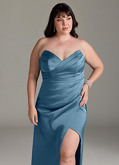 Azazie Yola Bridesmaid Dresses Bermuda Sheath V-Neck Pleated Stretch Satin Convertible Dress image13