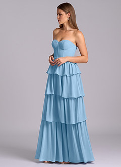 Azazie Faye Bridesmaid Dresses Steel Blue A-Line Sweetheart Neckline Chiffon Dress image5