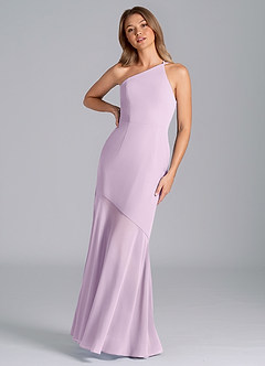 Azazie Tilla Jurken voor bruidsmeisjes Jurk van Chiffon met Zeemeermin One-Shoulder Frosted Lila image6
