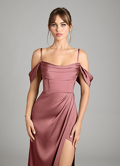 Azazie Johana Vestidos de damas de honor Vestido de Amatista de Satén Elástico de Corte Sirena Convertible con Vestidos sin tirantes image4