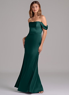 Azazie Miley Bridesmaid Dresses Pine Mermaid Off the Shoulder Stretch Satin Convertible Dress image5