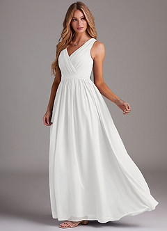 Azazie Kingsley Bridesmaid Dresses White A-Line Lace Chiffon Dress image4