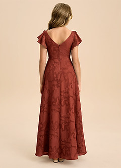 Azazie Omari Junior Abito A-Line in Burnout Floreale Plissettato Terracotta image2