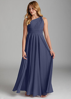 Azazie Charlize Junior Stormy A-Line Mesh Dress image4