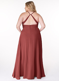 Azazie Davis Bridesmaid Dresses Terracotta A-Line V-Neck Chiffon Dress image8