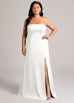 Azazie Wren Bridesmaid Dresses White A-Line Strapless Stretch Satin Convertible Dress image6