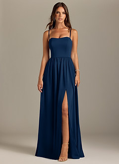 Azazie Calianna Bridesmaid Dresses Dark Navy A-Line Off the Shoulder Stretch Satin Convertible Dress image9