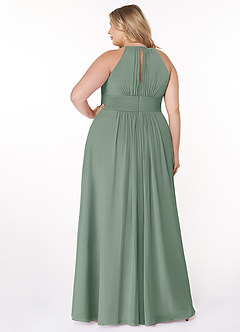 Azazie Bonnie Bridesmaid Dresses Silver Sage A-Line Keyhole Ruched Chiffon Dress image7