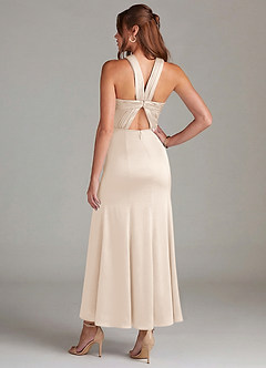 Azazie Rue Abiti da Damigella Abito Sirena in Raso Elasticizzato Plissettato Alabastro Bianco image6