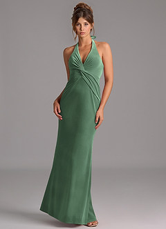Azazie Valerie Bridesmaid Dresses Eucalyptus Mermaid Velvet Dress image4