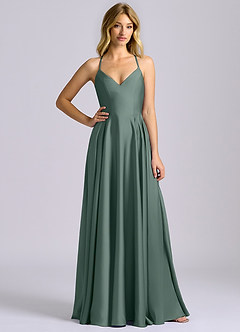 Azazie Truce Bridesmaid Dresses Sea Moss A-Line Stretch Satin Dress image3