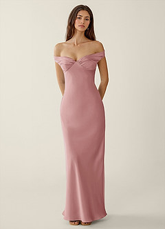 Gwendonme Dusty Pink Satin Crystal Linen Prom Dress image4