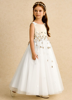 Azazie Eleni vestidos de niña de las flores Vestido de Marfil Champán de Tul de Princesa con Lazo image6
