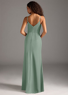 Azazie Deandra Bridesmaid Dresses Silver Sage Mermaid Pleated Chiffon Dress image6