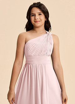 Azazie Skye Junior Abito A-Line in Chiffon Plissettato Rosa Rossore image6